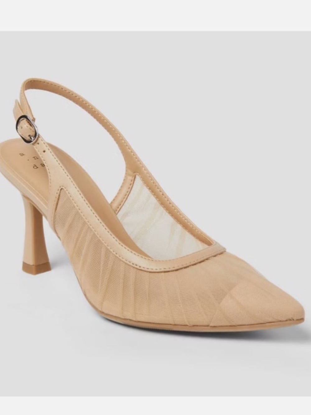A New Day Women’s Abigail Pleated Mesh Sling Back Heels Tan NWT size 7